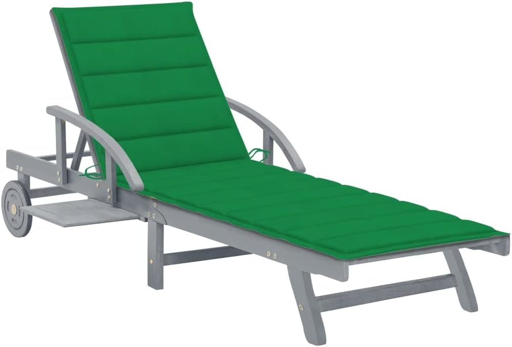 Patio Sun Lounger with Cushion,Outdoor Lounge Chairs,Sunbathing Recliner,Sunbathing Chair,Garden Sunlounger,Sun Lounge Bed,for Beach,Patio,Backyard, Solid Acacia Wood