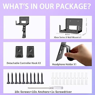 BracNova Wall Mount Kit for Xbox Series X-Steel Wall Mount Shelf Stand with Detachable Controller Holder and Headphone Hook-Safely Store Your Xbox X Console Near or Behind Your TV