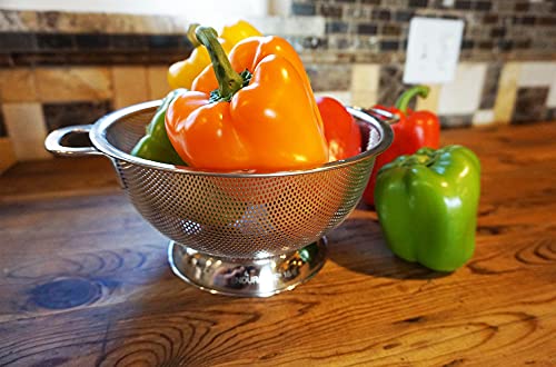 Rsvp International Endurance Kitchen Collection Colander Strainer, 3 Quart, Pierced Stainless Steel #TOP2