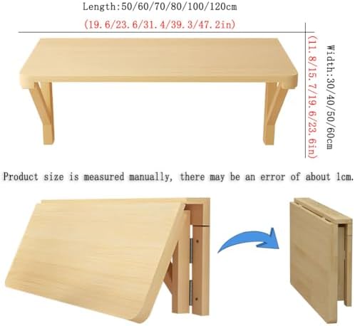 Wall Mounted Folding Table - Modern Wooden Floating Desk Space Saving Foldable Dining & Dressing Table Compact 60x40cm (23.6x15.7in) for PTFCll Spaces