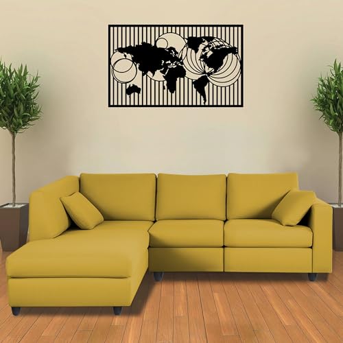 Image of Florian LHS 4 Seater L Shape Sofa Set for Living Room (Yellow Fabric) Premium Fabric Sofa