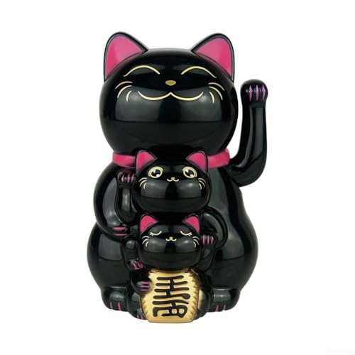 ZiStarlilife Chat porte-bonheur chinois, Chat porte-bonheur à mouvement automatique fonctionnant à l'énergie solaire, Statue porte-bonheur à bras mobile en décoration, pour magasins, bureaux et