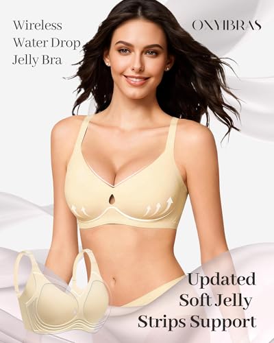 Image of Smooth V Jelly Bras for Women No Underwire Seamless Plunge Bralettes T Shirt Sleep Everyday Bra with Bra Extender
