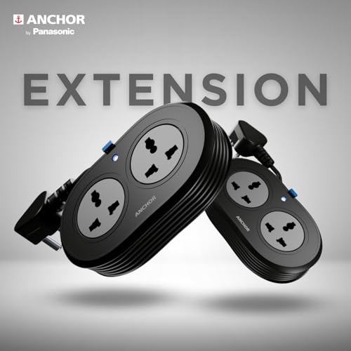 Image of Anchor by Panasonic 2 Universal Socket Extension Board, 6A Spike Guard with 1.2-Meter Heavy Duty Cord for Home and Office Usage, 2 Way Power Strip with LED Indicator, Matt Finish