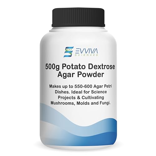Potato Dextrose Agar Powder 500 Grams - Evviva Sciences - Makes 550 to 600 Agar Petri Dishes - Premium Performance - Excellent for Mold & Fungus - Great for Mushrooms & Science Projects