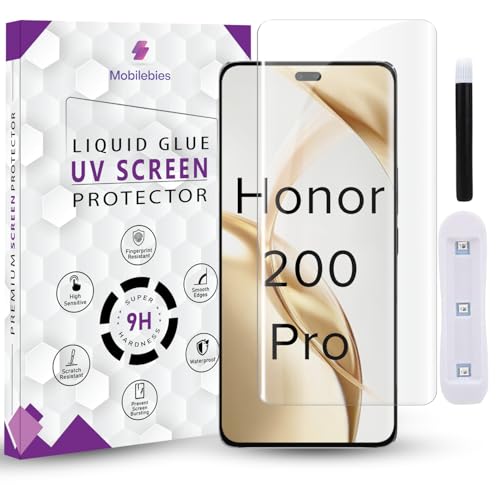 Image of Tempered Glass For Honor 200 Pro (6.78 Inch, Pack of 1) Premium UV Curved Screen Protector Guard Case Friendly HD Clarity with installation kit & Guide