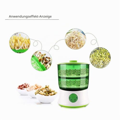 Foto von Automatische Sprossenmaschine aus grnem Kunststoff, Safe Intelligent Bean Sprouts Maker, Sojabohnensprossen nach Hause(European standard 220V)