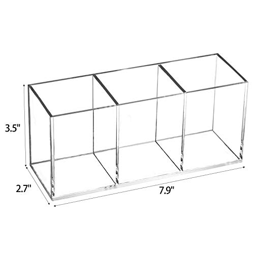 Image of Tbestmax Makeup Brush Holder Organizer Clear Cosmetic Brushes Container Storage 3 Slots - Great for Vanity