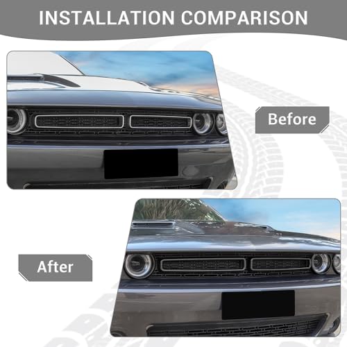 Image of for Challenger Front Grill Mesh Grille Inserts Trim Cover for Dodge Challenger 2015-2023 Black Carbon Fiber Grain Exterior Accessories 2pcs