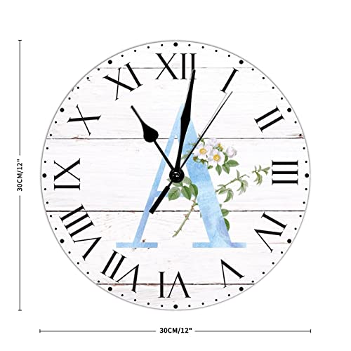 Horloge murale monogramme blanc floral idée cadeau lettre initiale A - 3