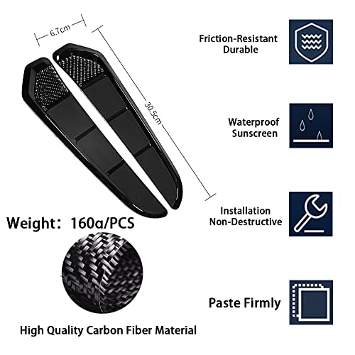 Image of Fender Side Vents Trim, Front Door Fender Protector Carbon Fiber Emblem Side Mark Stickers Decals Sports Decoration Lossless Installtion Accessories 12 inch