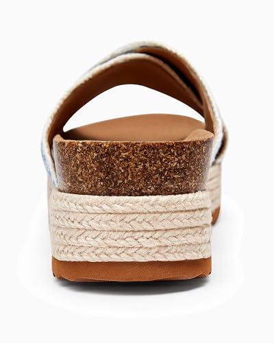 Image of Coutgo Womens Platform Espadrille Sandals Floral Crochet Open Toe Slides | 2.2-In Heels, Slip on, Cork Footbed, Cross Wide Strap, Summer Beach Vacation Shoes