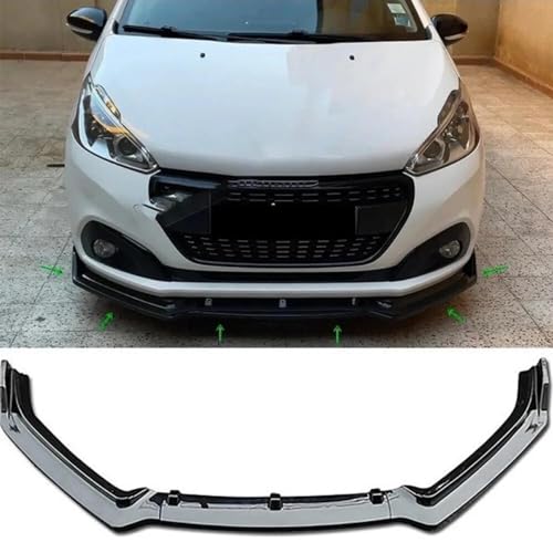 ELIT TUNING STORE 3 Pcs Front Bumper Lip For Peugeot 208 2012-2018 Body Kit 6 Color Car Accessories Spoiler Splitter Diffuser Flap Sport Bumper Exterior Parts (BLACK)