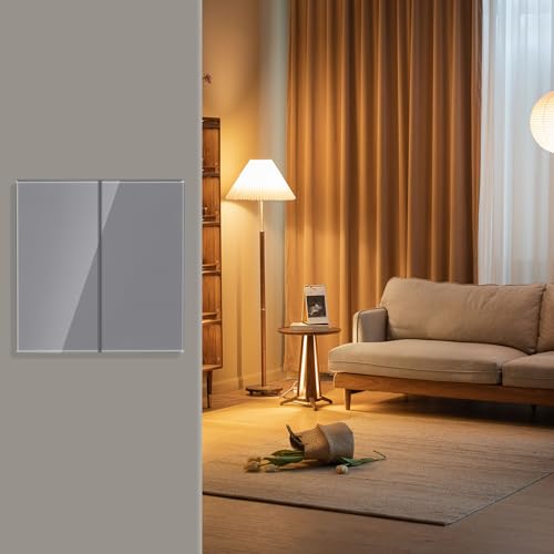CNBINGO Big Rocker Button Switch, Glass Wall Plate, Electrical Double Light Switch - Image 6