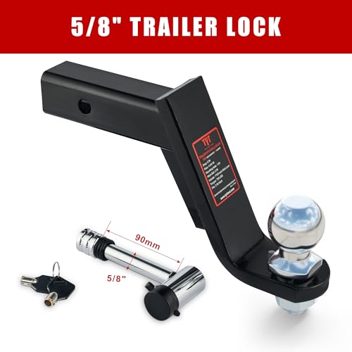 Image of TYT Trailer Hitch Mount with 2 inch Chrome Ball&Lock, Fits 2-in Receiver, 7,500 lbs (6-Inch Drop)