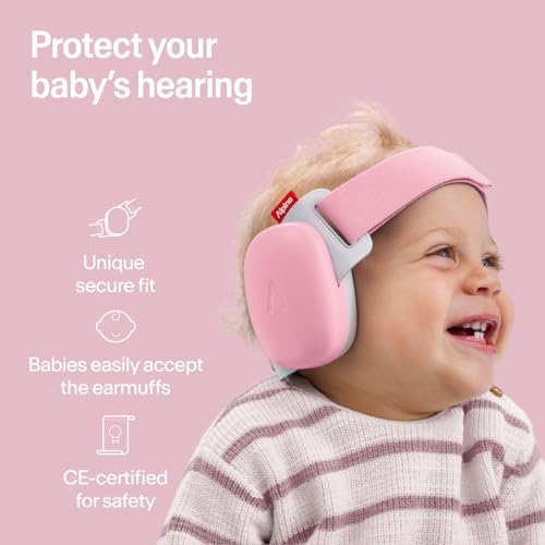 Image of Alpine Muffy Baby Comfort - Protects Hearing for Babies and Toddlers - CE & ANSI Certified - Headband for Safe fit & Comfort - Adjustable for Ages 3-48 Months - 24dB Sound Reduction, Pink