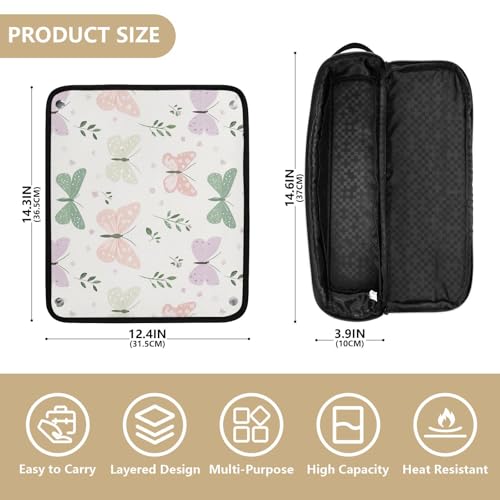 Butterfly Garden Pastel Beige Bolsa de Viaje para Herramientas de Cabello para Rizador, Plancha y Secador, Organizador Portátil para Mujeres, Material Resistente al Calor y Diseño de Gran Capacidad miniatura 4