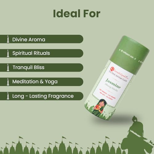 Image of GaneshaSpeaks Bambooless Dhoop Sticks with Jasmine Fragrance | 40 Pieces | Handcrafted by Skilled Artisans | Eco-Friendly | Pure Aroma | Free Ceramic Stand