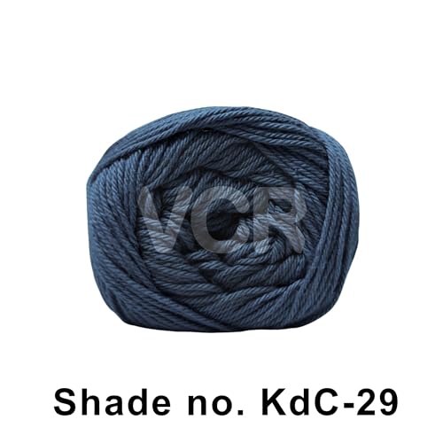 Image of VCR 4Ply Navy Blue Yarn, 100 Grams Hank, 320 Meters Length, Cotton Combed Ball for Crochet and Knitting, Soft Crosia Threads, Pack of 1 Yarn, Suitable for DIY Crafts