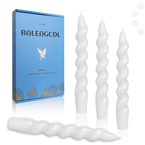 Image of Dripless Short Spiral Candles Crystal White Taper Candles 7.5 Inch Smokeless Twisted Candlesticks Unscented Handmade Candle Sticks 4PCS for Romantic Dinner Wedding Holiday Decoration
