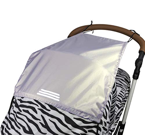 Universal Sonnensegel für Kinderwagen Sonnenschutz mit UV Schutz 50+, Markise für Kinderwagen mit Reflektierend Band Buggy Sonnenverdeck Verstellbar Kinderwagen Sonnendach ZJ RIGHT Hellgrau