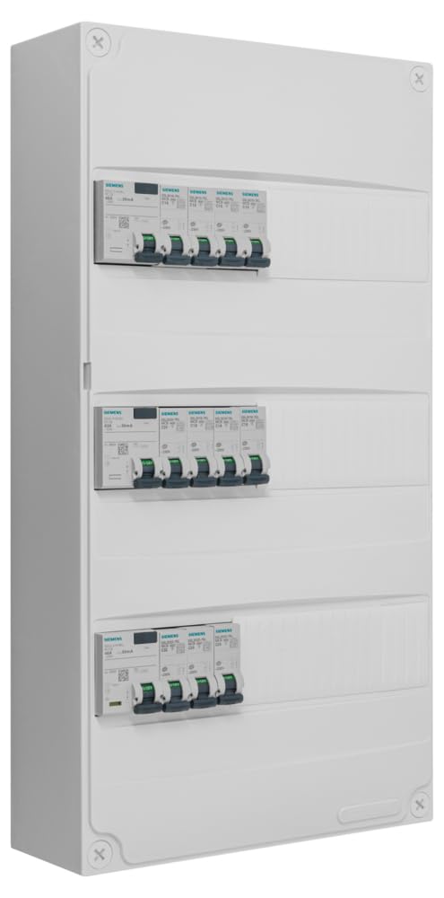 SIEMENS - Tableau 3 Rangées Pré-équipé 2 Inter. Diff. 40A + 1 Inter. Diff. 63A + 11 Disjoncteurs