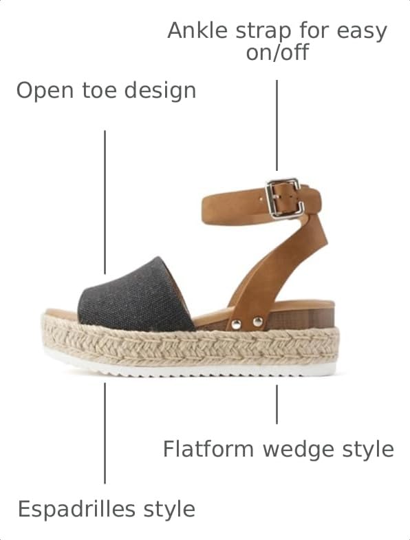 Image of Soda Topic Open Toe Buckle Ankle Strap Espadrilles Flatform Wedge Casual Sandal