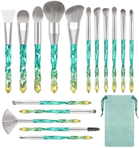 Makeup Brushes Set - BESTOPE PRO 16 Pcs Crystal handle Makeup Brush Set 1 Silicone Face Mask Brush&4 Blender Sponge&1 Brush Cleaner Premium Synthetic Foundation Powder Shadows Makeup Brushes Kit