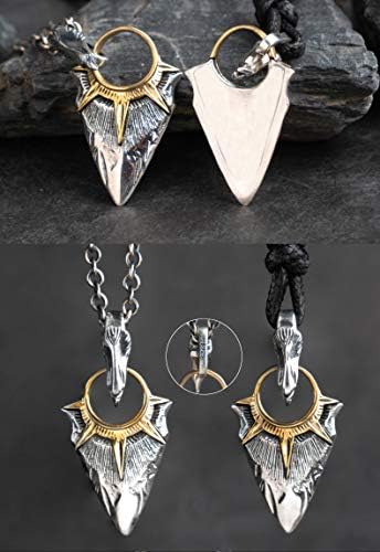 Vintage 925 Sterling Silver Arrowhead Pendant Necklace with Eagle Head for Men Women 50cm Chain