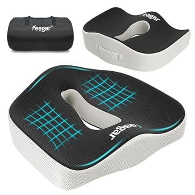 Feagar Cojin Coxis de Espuma Memoria Portátil Cojin Silla Oficina Cojin Antiescaras Cojin Asiento Coche Conductor, Sillas Gaming, Rueda, Funda Lavable, Negro | Ya disponible en tu tienda friki favorita! En mundofriki.es!