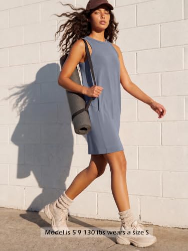 Image of ODODOS Modal Soft Loose Tank Dress for Women Casual Sleeveless Sundress with Kangaroo Pocket Summer Dress