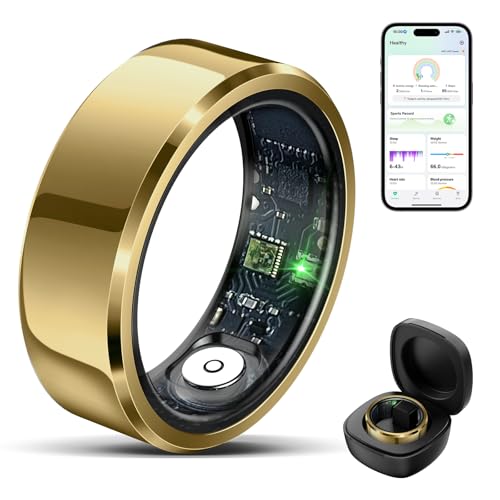 Smart-Ring-Health-Tracker-for-Men-Women-with-Charging-Case-Waterproof-Fitness-Ring-Bluetooth-Connected-Health-Ring-Activity-Tracker-Records-Steps-Distance-Calories-Compatible-with-Android-iOS