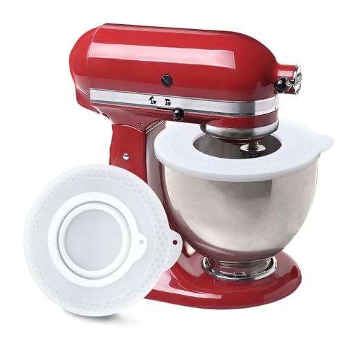 Silicone Mixer Bowl Cover Compatible with KitchenAid 4.5-5 Quart Tilt-Head Stand Mixers Bowl, Kitchen Aid Covers for Stand Mixer to Prevent Spilling of Ingredients (White)