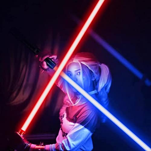 YQkoop Sabre RGB com iluminação de 7/10 cores que mudam de cor com som e alça, espadas retráteis com