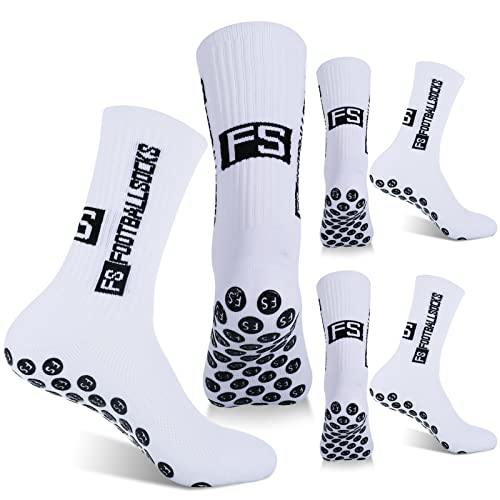 DragonflyDreams 3/4/8 Pairs Non Slip Sport Soccer Socks Anti Slip Football Baseball Unisex Athletic Socks with Grip Pads4