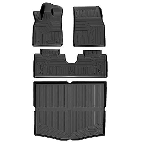 Mixsuper Custom Fit 2 Row Floor Mats & Trunk Cargo Liner for 2021-2023 Ford Mustang Mach-E Accessories All Weather Durable Odorless Mat Liner Set Black (Not Fit Ford Mustang)