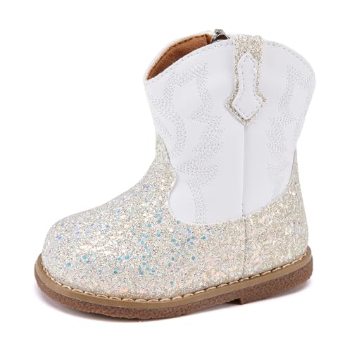 BMCiTYBM Baby Cowboy Cowgirl Boots Infant Western Shoes Boys Girls Round Toe Boots All Seasons 6-24 Months3