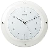 Seiko Wall Quiet Sweep Second Hand Clock Curved Glass Crystal White Dial
