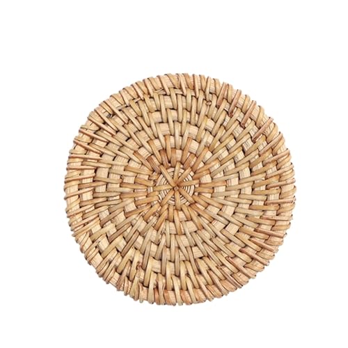 Natural Rattan Coasters with Holder, Hand-Woven...
