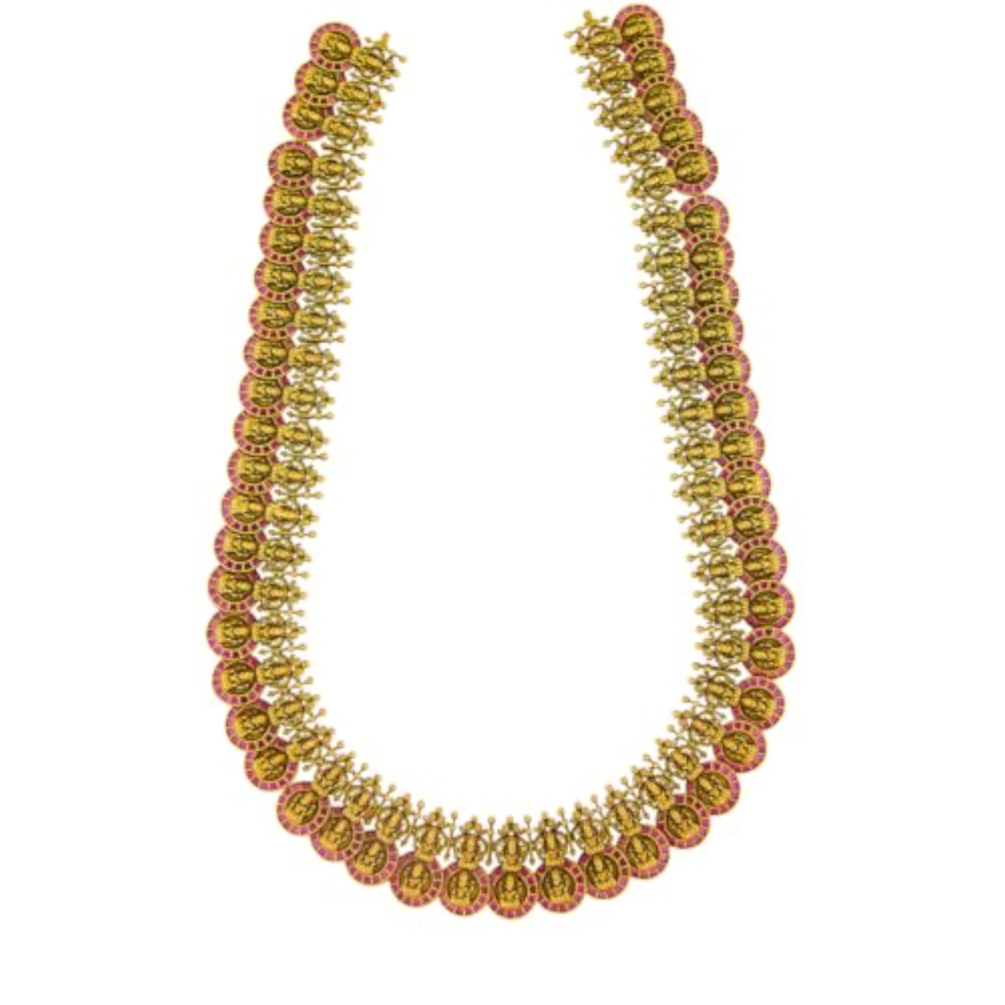 Women's Ruby Gold Polished Copper Antique Necklace