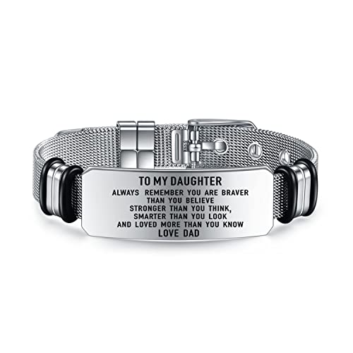 YOTHIWAD To My Daughter Bracelet Inspirational Bracelet Engraved Personalized Gift for Daughter's Graduation or Birthday