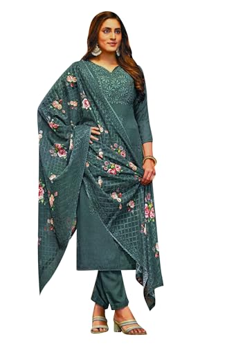 Salwar Kameez en georgette tenue festive complete avec dupatta brodée Chikan