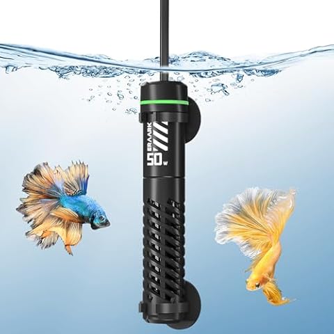 ERAARK 50W 100W Small Submersible Aquarium Heater, Constant Temperature 77℉, Betta Fish Tank Heater Suitable for Saltwater and Freshwater, 5/10/20 Gallon Fish Tahk (50W) Cover