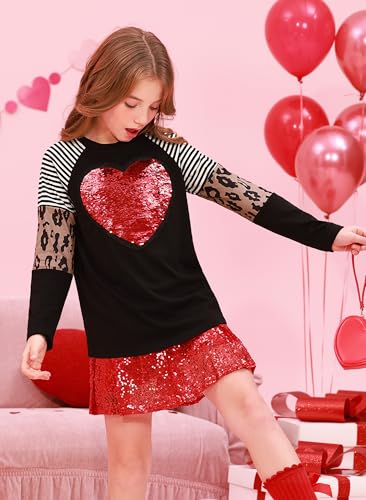 Image of BesserBay Girls St Patrick's Day Raglan Shirt Irish Sequin Lucky Stripe Shamrock Graphic Top 4-14 Years
