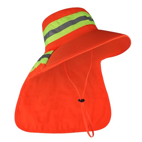 Image of Unisex High Visibility Reflective Bucket Hat Mesh Wide Brim Work Safety Boonie Hat Sun Protection Packable Sun Cap Bucket Cap