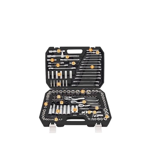 Juego de herramientas manuales de reparación de automóviles, caja de herramientas mecánicas, llave de tubo, destornillador de trinquete, Kit de reparación, llave de tubo multifunción ( Color : 150pcs