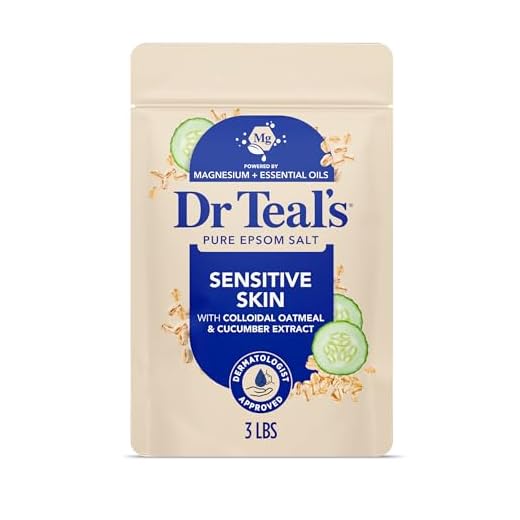 Dr Teal's Epsom Salt Magnesium Soak, Sensitive Skin with Colloidal Oatmeal & Cucumber Extract, 3 lbs