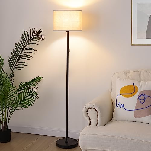 Modern LED Floor Lamp for Living Room and Bedroom - Black Pole Light