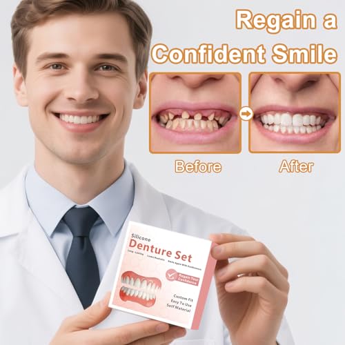 Moldable False Teeth, Dentures for Women and Men, Upper and Lower Silicone Denture Set, Fix your Smile in Minutes, 1PCS - Thumbnail 2