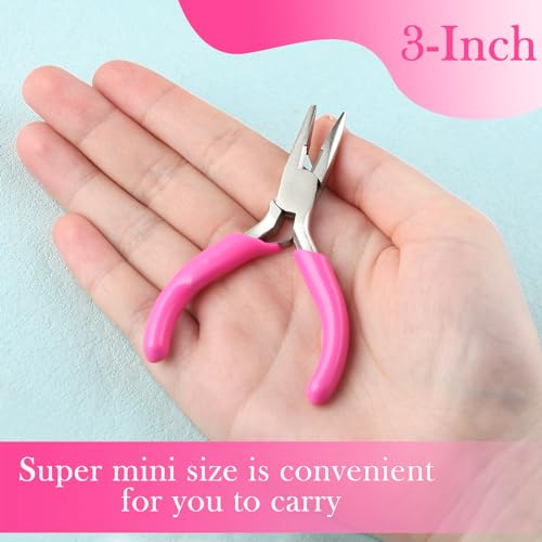Image of 3 Inches Mini Long Nose Pliers for Jewelry Making with Wire Cutter Long Needle Nose Pliers Smooth Jaws Small Chain Nose Pliers Jewelry Making Supplies for Bending Small Object Gripping